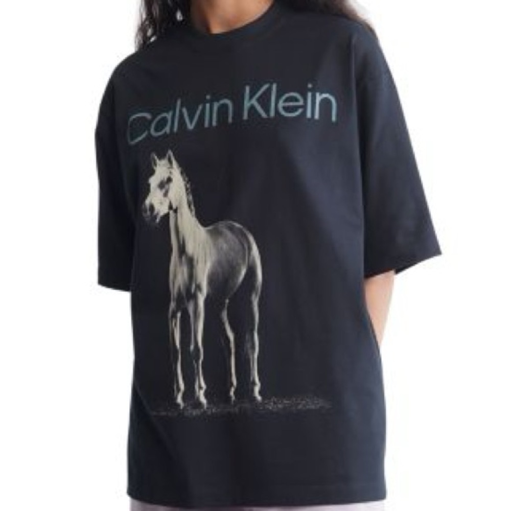 Calvin Klein Black Tee with Horse Graphic